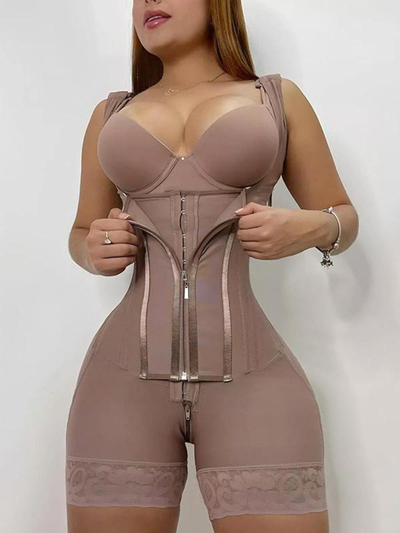 Christmas Women'S Solid Color Zipper Corset Shapewear Romper, Tummy Control Shaper, Women'S Body Shaping Underwear for Daily Wear