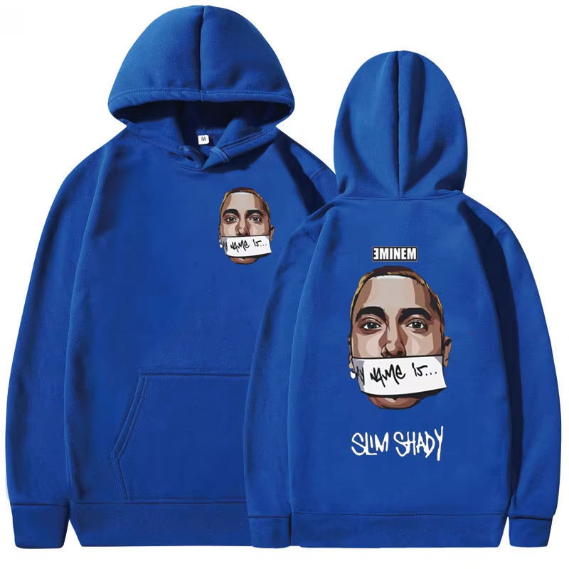 Eminem My Name Is Slim Shady Hoodie Men Rock Rapper Music Album Print Sweatshirt Unisex Hip Hop Fashion Hoodies Y2K Streetwear