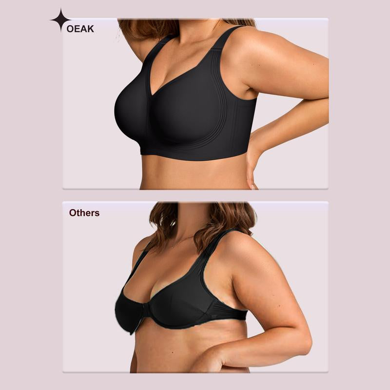 OEAK Womens Jelly Bras Full Coverage Wireless Supportive Bra Push up plus Size Comfort Soft No Underwire Seamless Comfortable Wireless T-Shirt Everyday Bras Wings