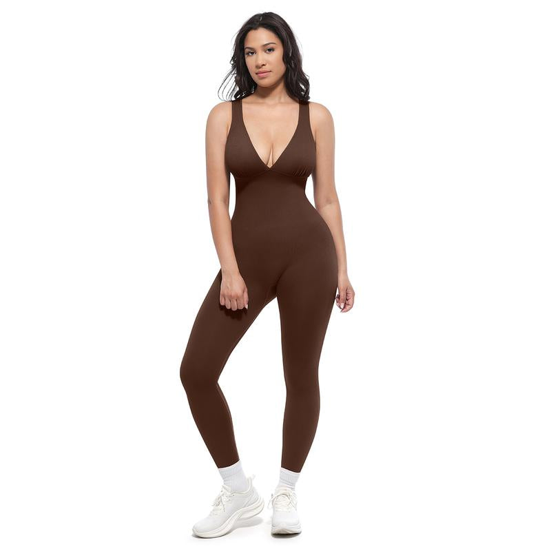 Shapellx Deep V Shapewear with Chest Support Breathable High-Waisted Tummy Control Jumpsuit