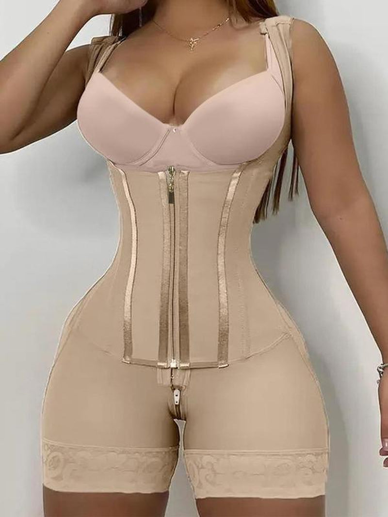 Christmas Women'S Solid Color Zipper Corset Shapewear Romper, Tummy Control Shaper, Women'S Body Shaping Underwear for Daily Wear