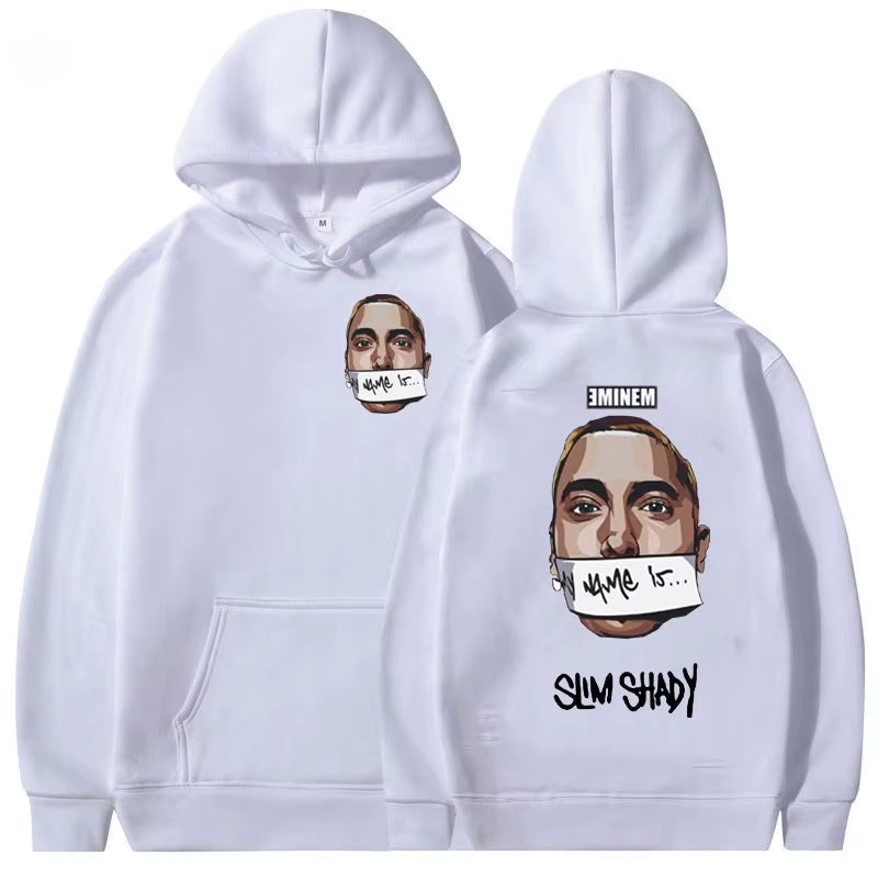 Eminem My Name Is Slim Shady Hoodie Men Rock Rapper Music Album Print Sweatshirt Unisex Hip Hop Fashion Hoodies Y2K Streetwear