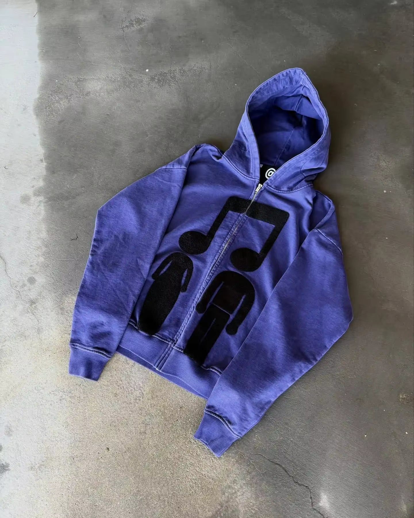 Music Connects Us Oversized Retro Zipper Hoodie Men Y2K American New Trend Harajuku Hip Hop Goth Casual Joker Couple Street Wear