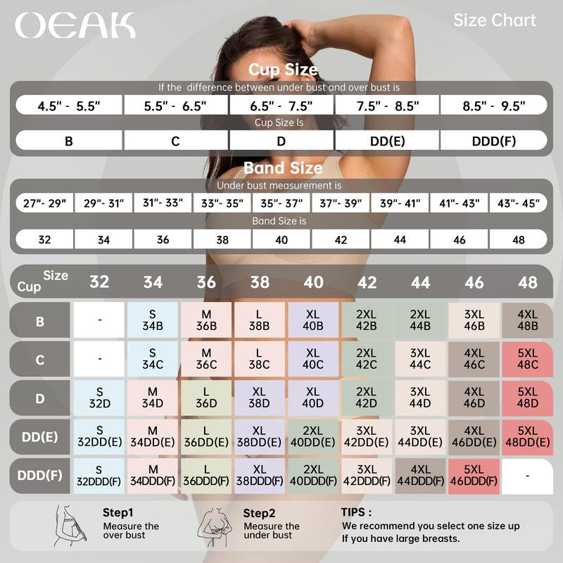 OEAK Womens Jelly Bras Full Coverage Wireless Supportive Bra Push up plus Size Comfort Soft No Underwire Seamless Comfortable Wireless T-Shirt Everyday Bras Wings