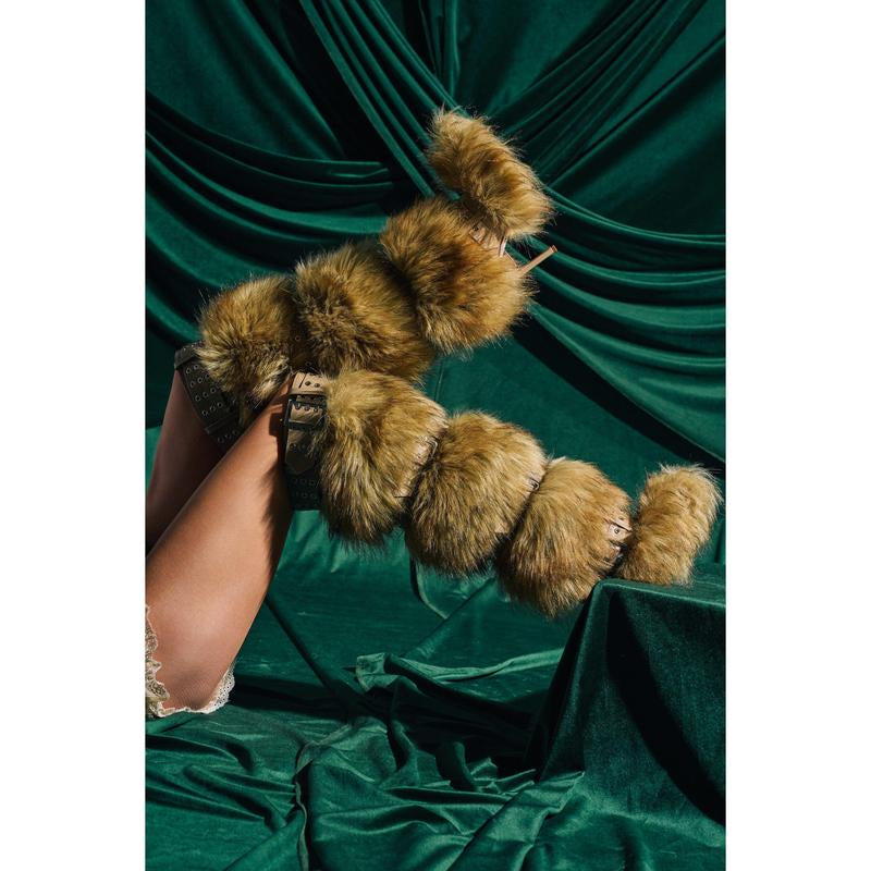 AZALEA WANG AMALBERT BROWN MULTI FUR and BUCKLES BOOT