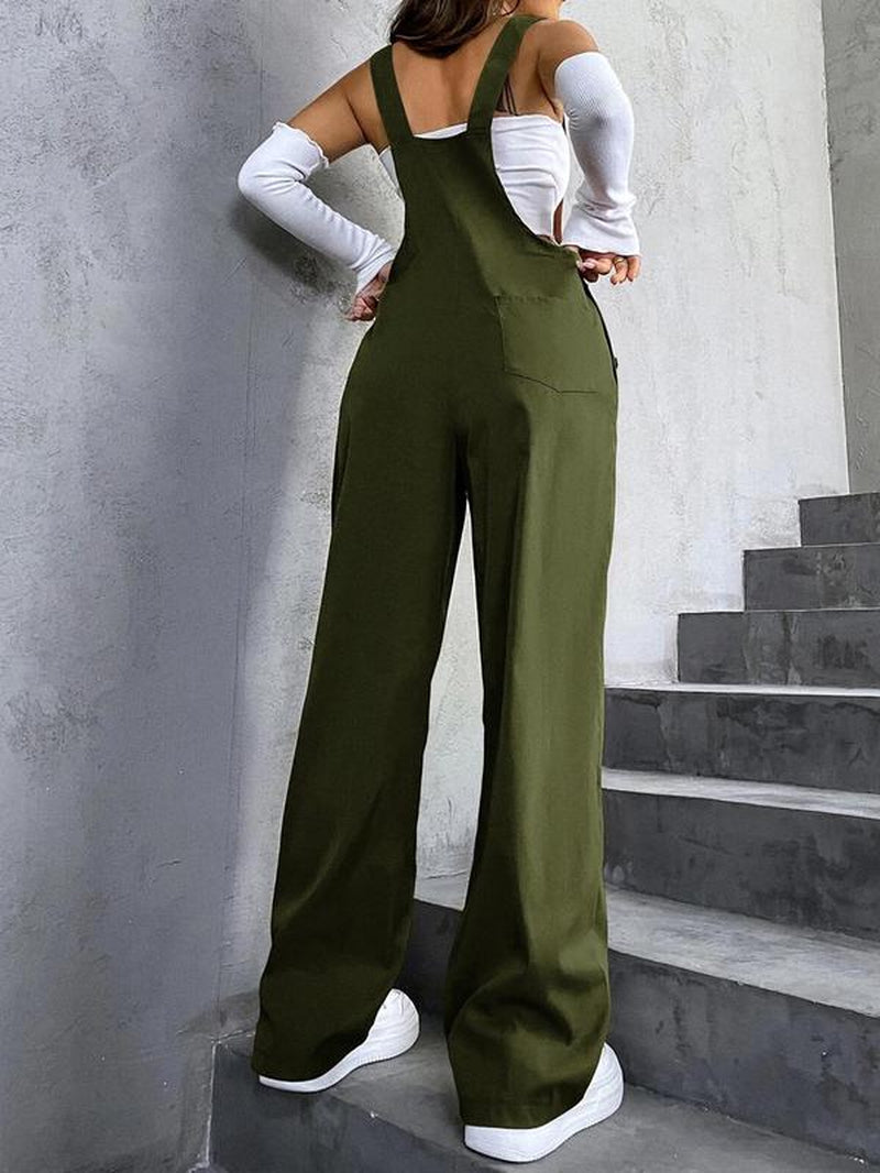 Women'S Plain Pocket Overalls, Casual Comfy Overalls for Daily Wear, Ladies Clothes for All Seasons, Womenswear