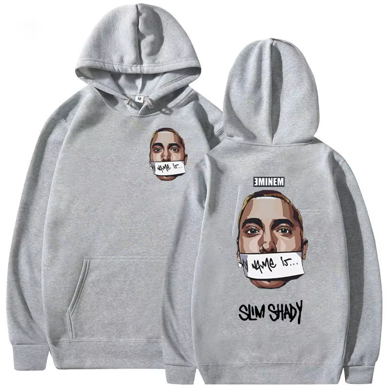 Eminem My Name Is Slim Shady Hoodie Men Rock Rapper Music Album Print Sweatshirt Unisex Hip Hop Fashion Hoodies Y2K Streetwear