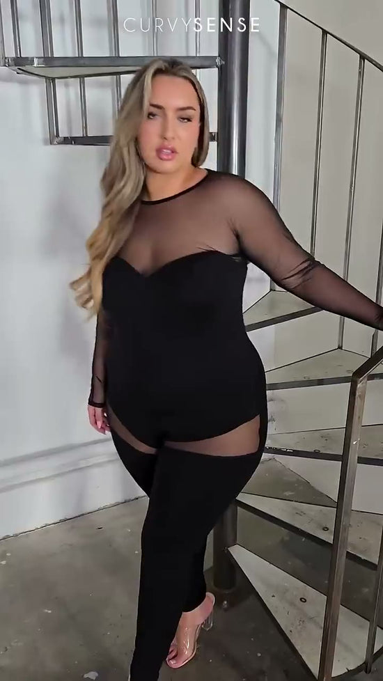 Curvy Sense - Sweetheart Mesh Jumpsuit #short #fashion