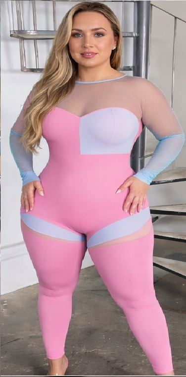 Curvy Sense - Pink Sweetheart Mesh Jumpsuit 💖 | Plus Size Fashion #short #fashion